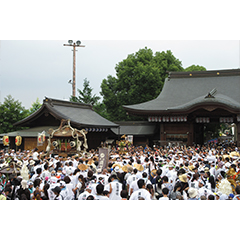 発輿祭で須賀神社境内に集う神輿